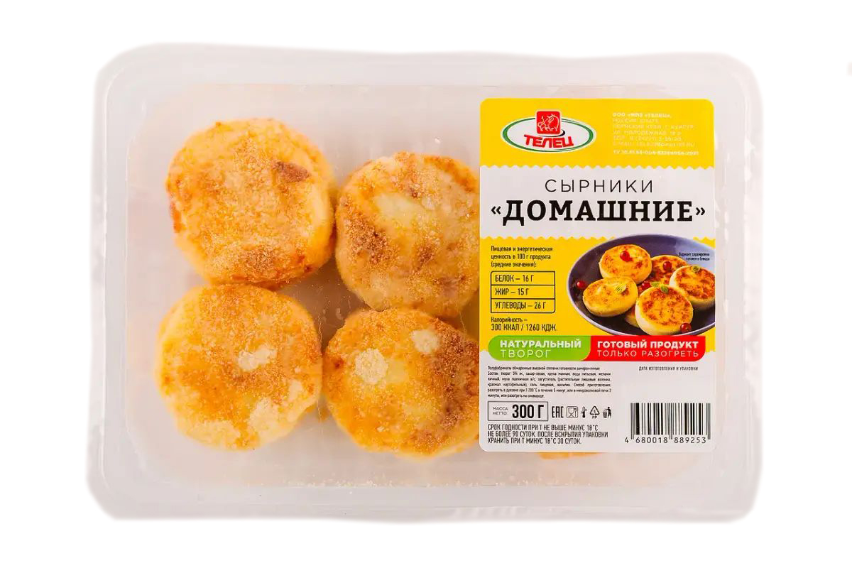 

Сырники Телец домашние, жареные, замороженные, 300 г