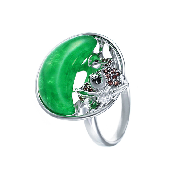 

Кольцо из серебра р. 16,5 JV KR1231_GJD_001_WG, жадеит\фианит, KR1231_GJD_001_WG