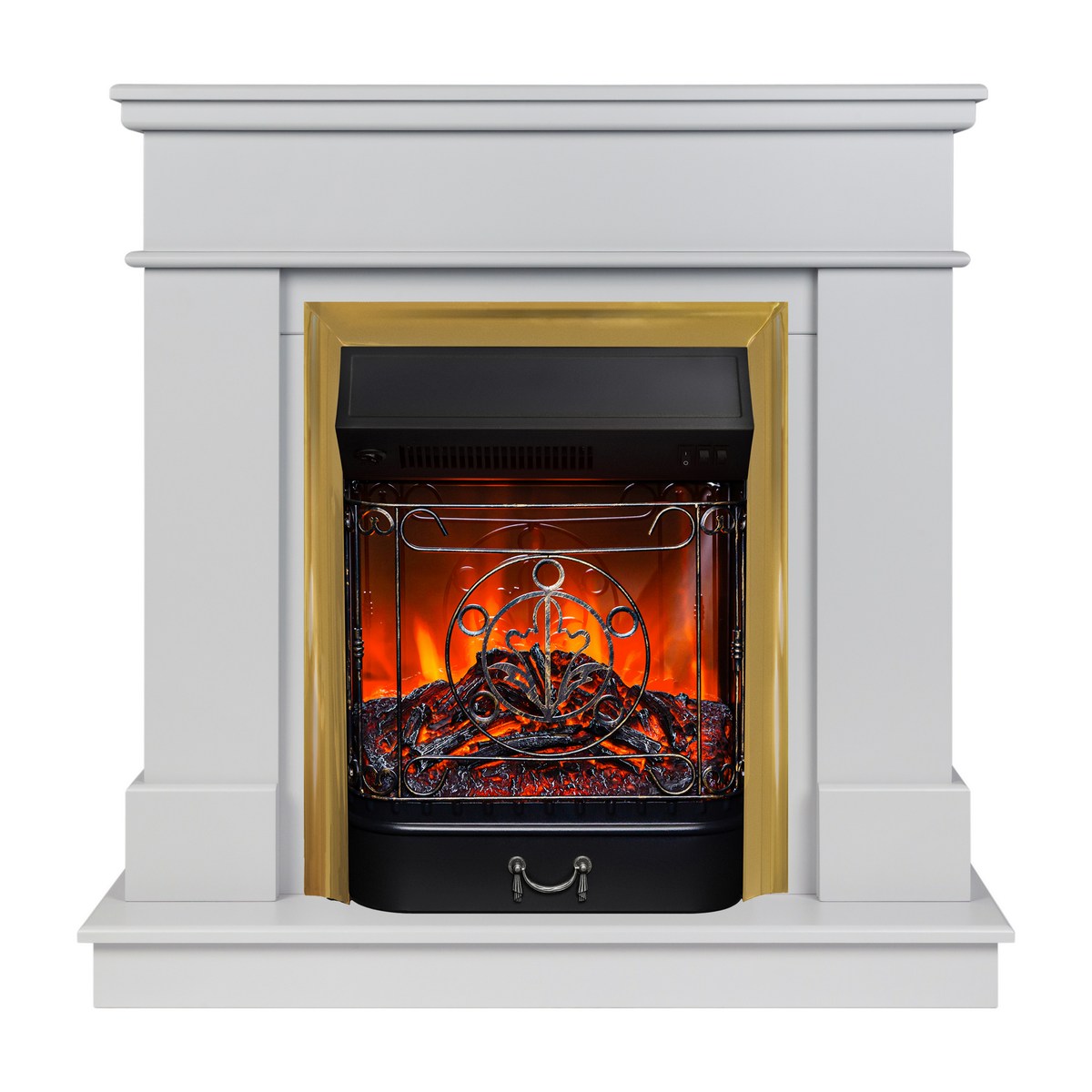 

Электрокамин RealFlame Selena STD GR с очагом Majestic Lux Brass, Электрокамин Selena STD GR с очагом Majestic Lux Brass