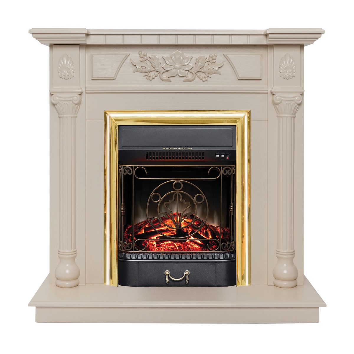 

Электрокамин RealFlame Dacota WT с очагом Majestic Lux Brass, Электрокамин Dacota WT с очагом Majestic Lux Brass