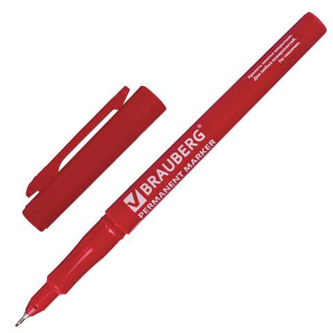 

Маркер перманентный BRAUBERG "Super Slim" арт. 151634, 12 шт., Красный