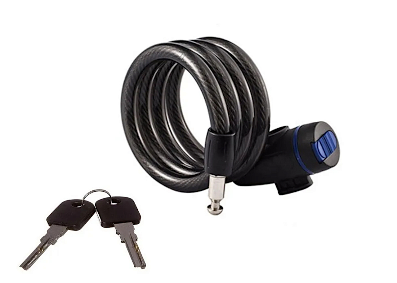 Трос-замок HIGH SECURITY TY-596A, 10x1200 мм, 2 ключа (черный)