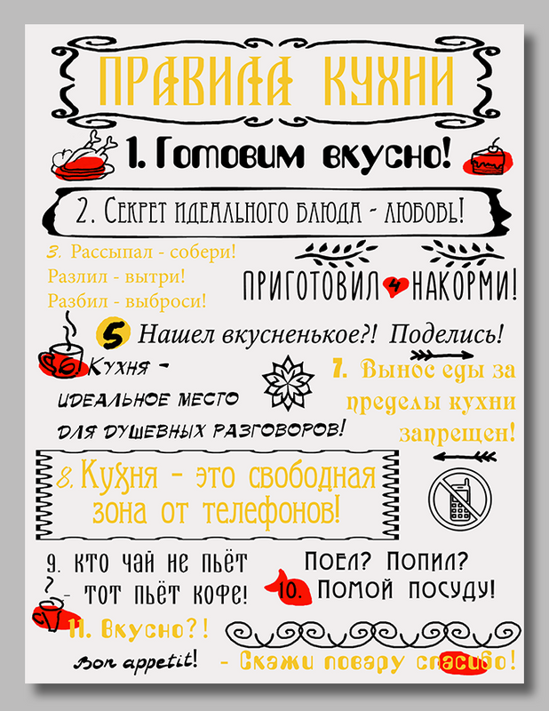 

Картина LORI Правила кухни 30х40 см, Им-По-060