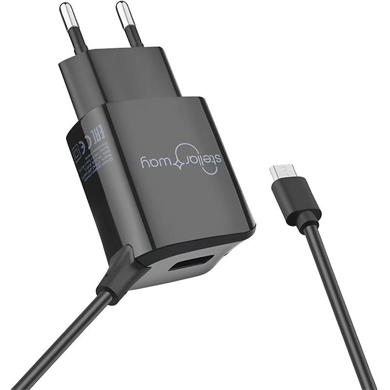 Сетевое зарядное устройство Stellarway USB-A/Micro 1A 1м черное