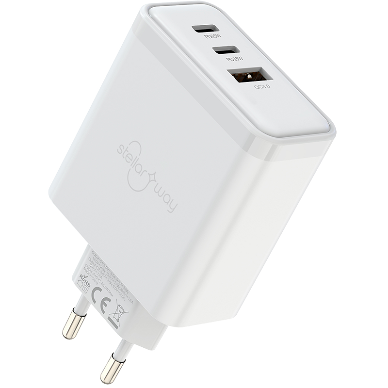 Сетевое зарядное устройство Stellarway USB-A/С PD 65W белое