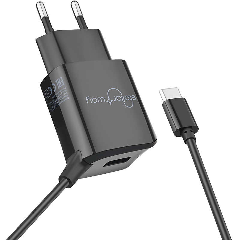 Сетевое зарядное устройство Stellarway USB-A/С 2,1A 1м черное