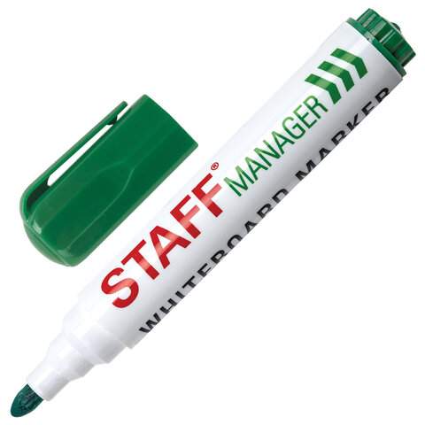 

Маркер стираемый для белых досок STAFF "Manager" арт. 151494, 12 шт., Зеленый