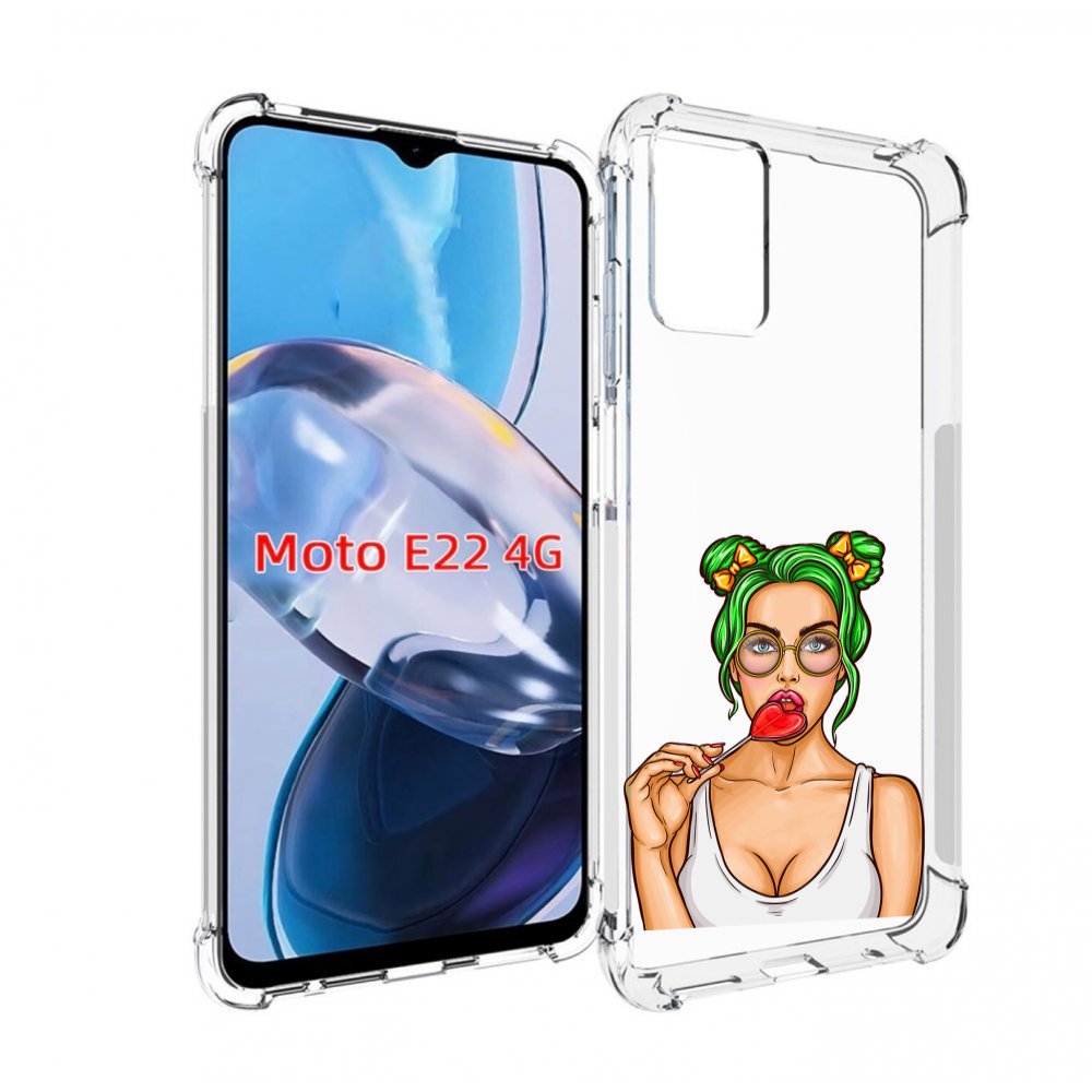 

Чехол MyPads девушка-с-чупачупсом-в-виде-сердца женский для Motorola Moto E22 4G / E22i 4G, Прозрачный, Tocco