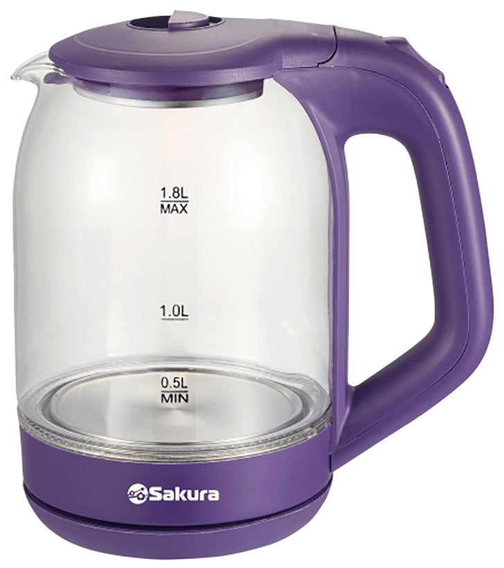 Чайник электрический SAKURA SA-2736V 1.8 л фиолетовый стакан 450 мл 2 шт стекло фиолетовый filo r color