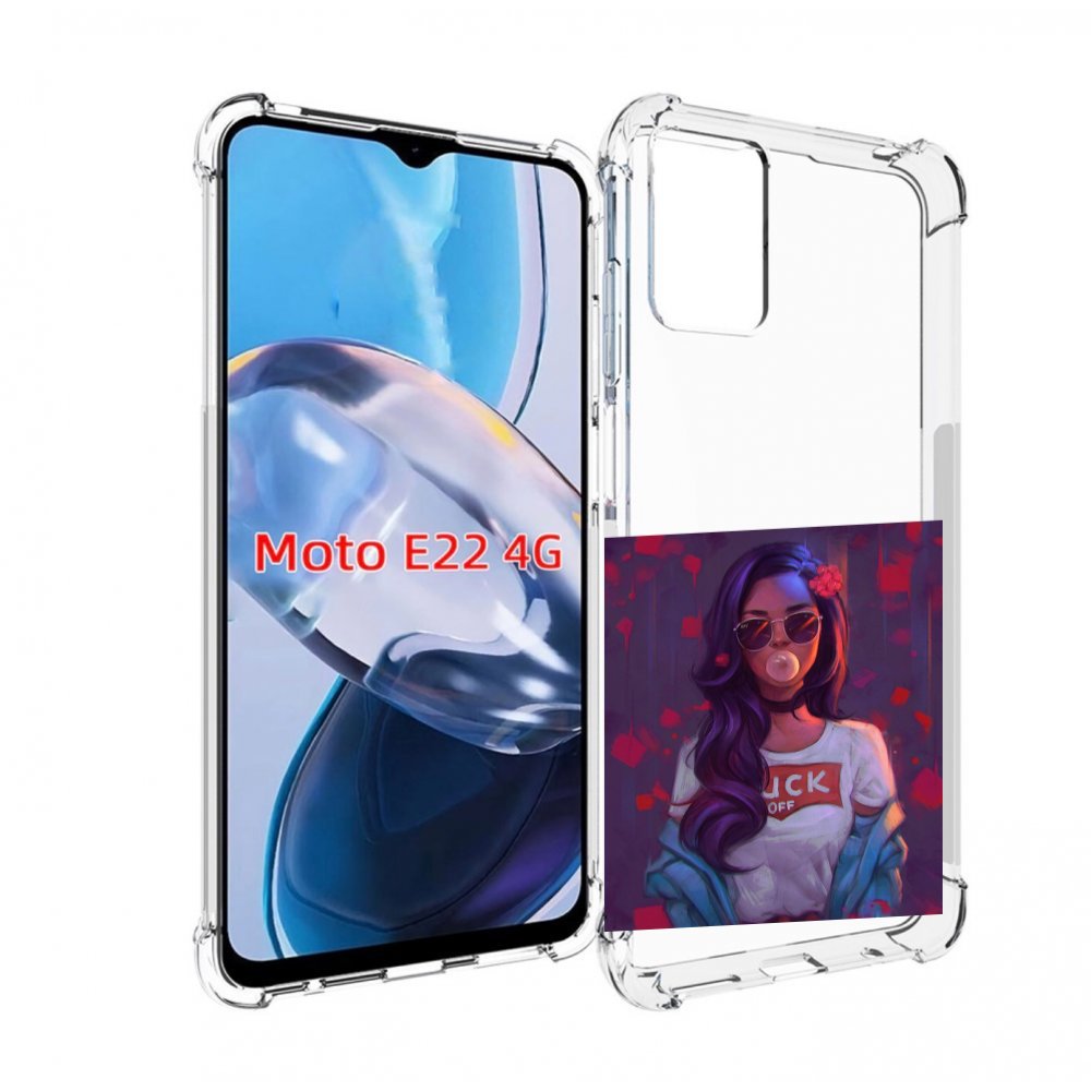 

Чехол MyPads девушка-с-жвачкой женской для Motorola Moto E22 4G / E22i 4G, Прозрачный, Tocco