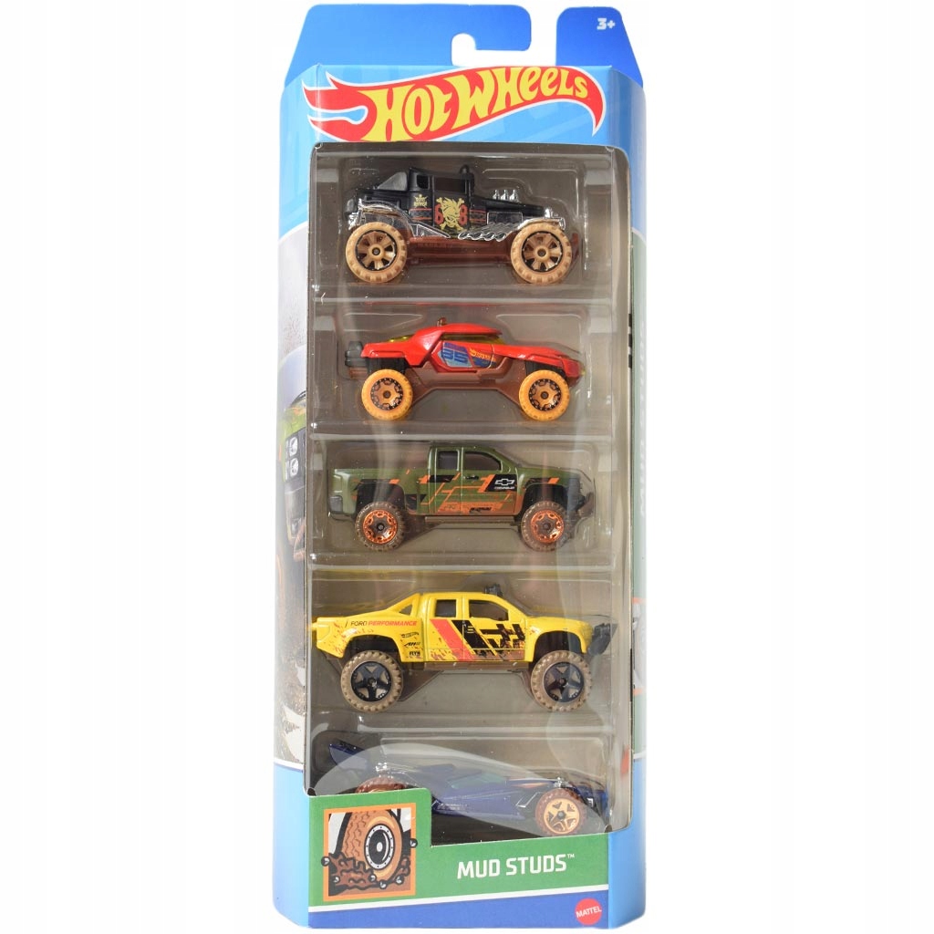 

Набор игровой Hot Wheels Mud Studs из 5 машинок, HTV40, Разноцветный, Mud Studs