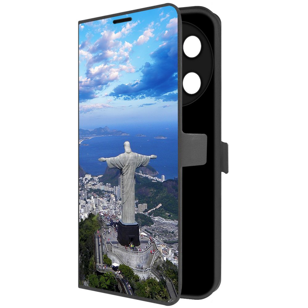 Чехол-книжка Krutoff Eco Book для TECNO Camon 30 Pro 5G Бразилия, Статуя Христа (черный)