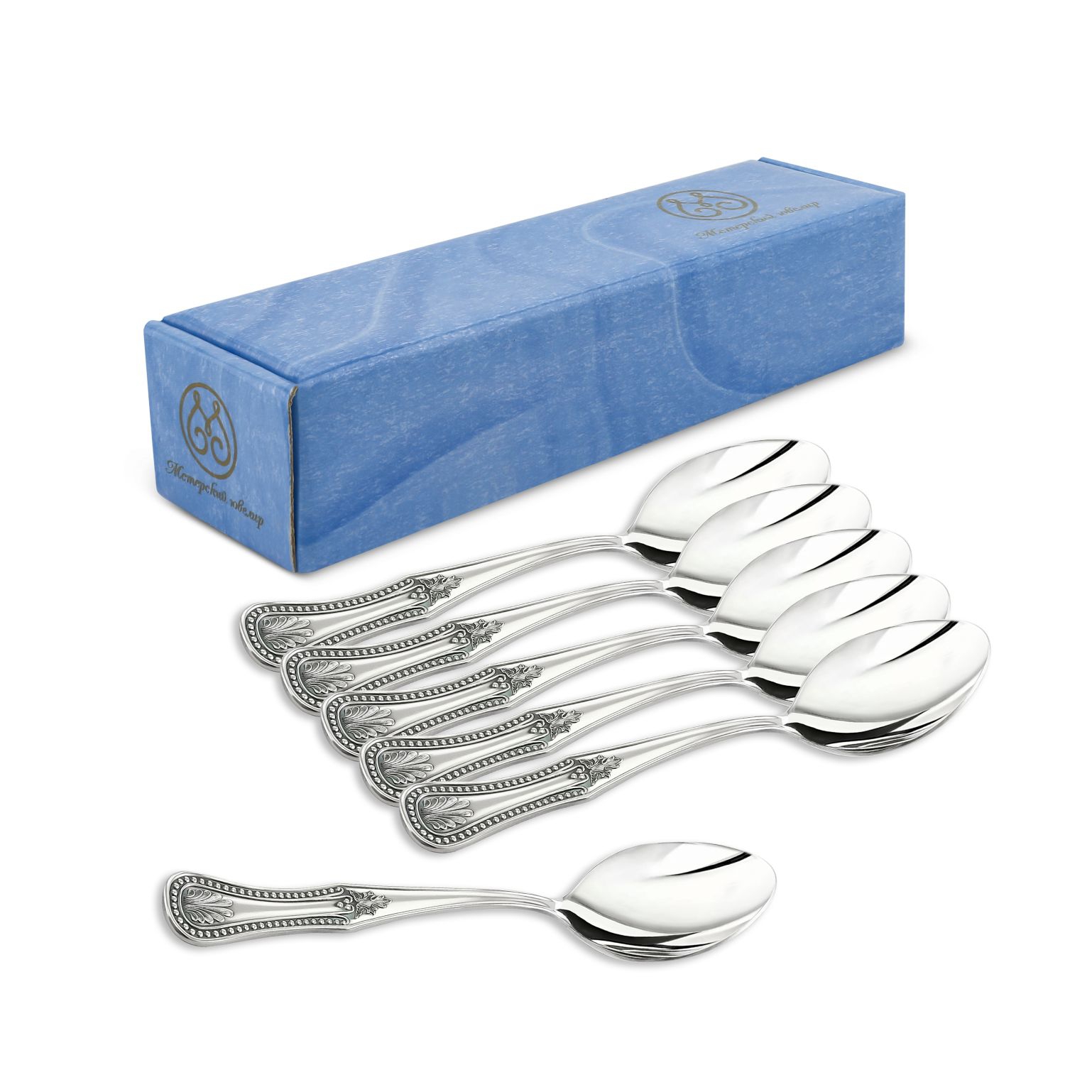 

Комплект чайных ложек Мстерский ювелир № 11 посеребренный 6 пр, Серебристый, МС0230606