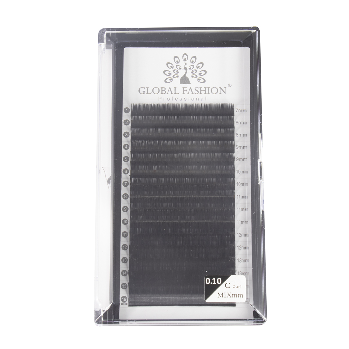 

Набор ленточных ресниц Global Fashion Premium Lashes микс 7-15 мм C 0.10, Черный