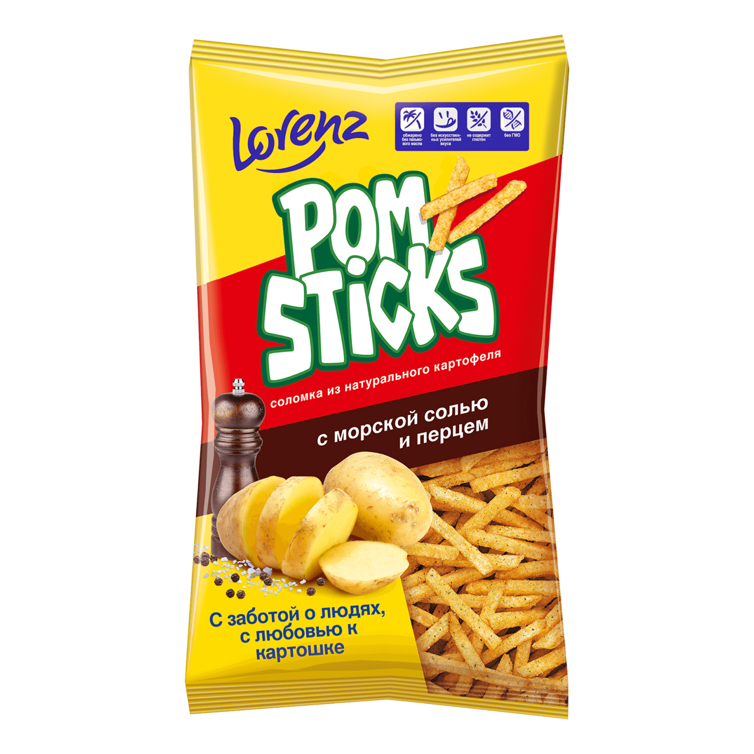 

Чипсы картофельные Lorenz Pomsticks с морской солью и перцем 100 г