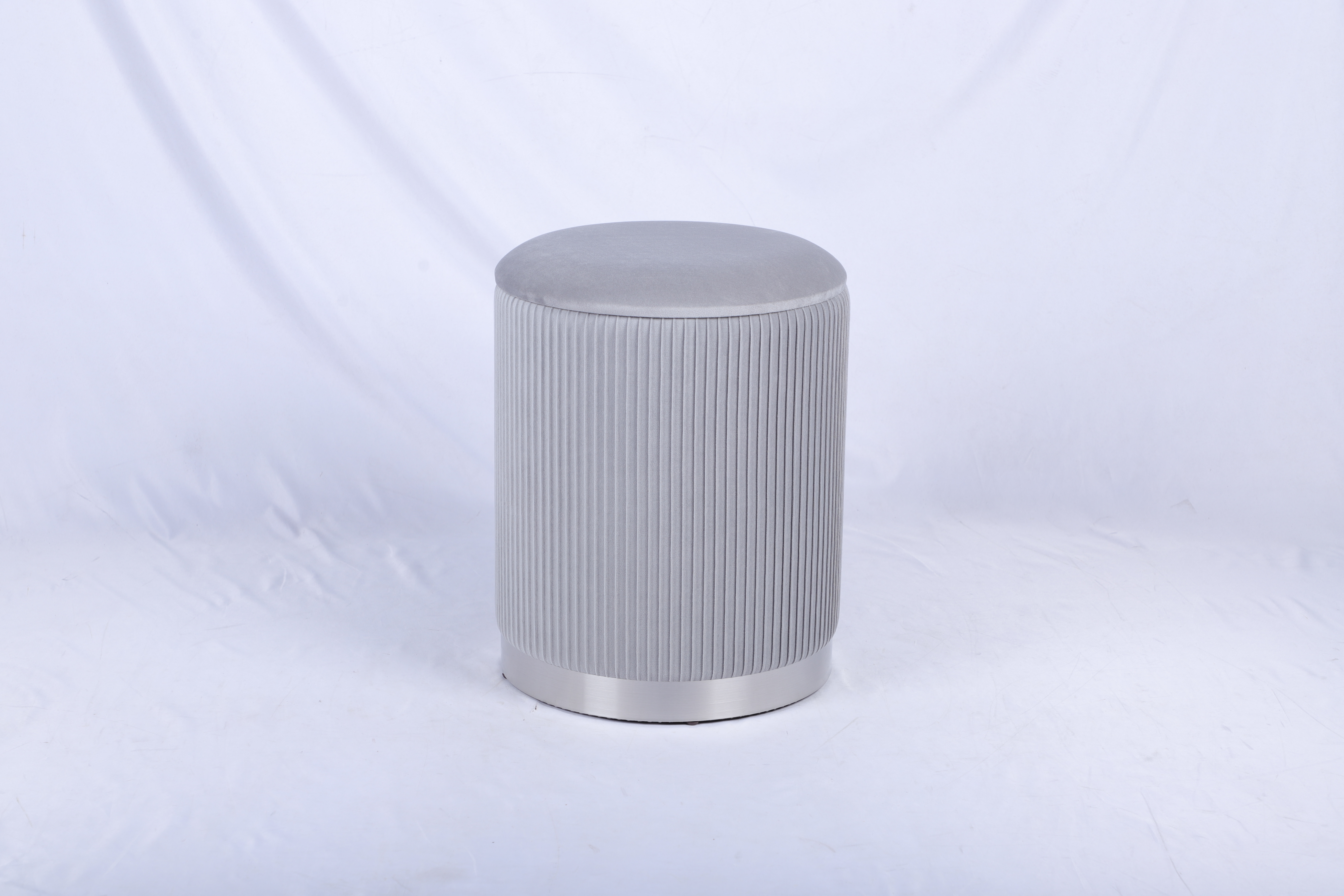 Пуф Stool Group Шарлотта с ящиком, серебро, велюр серебристый