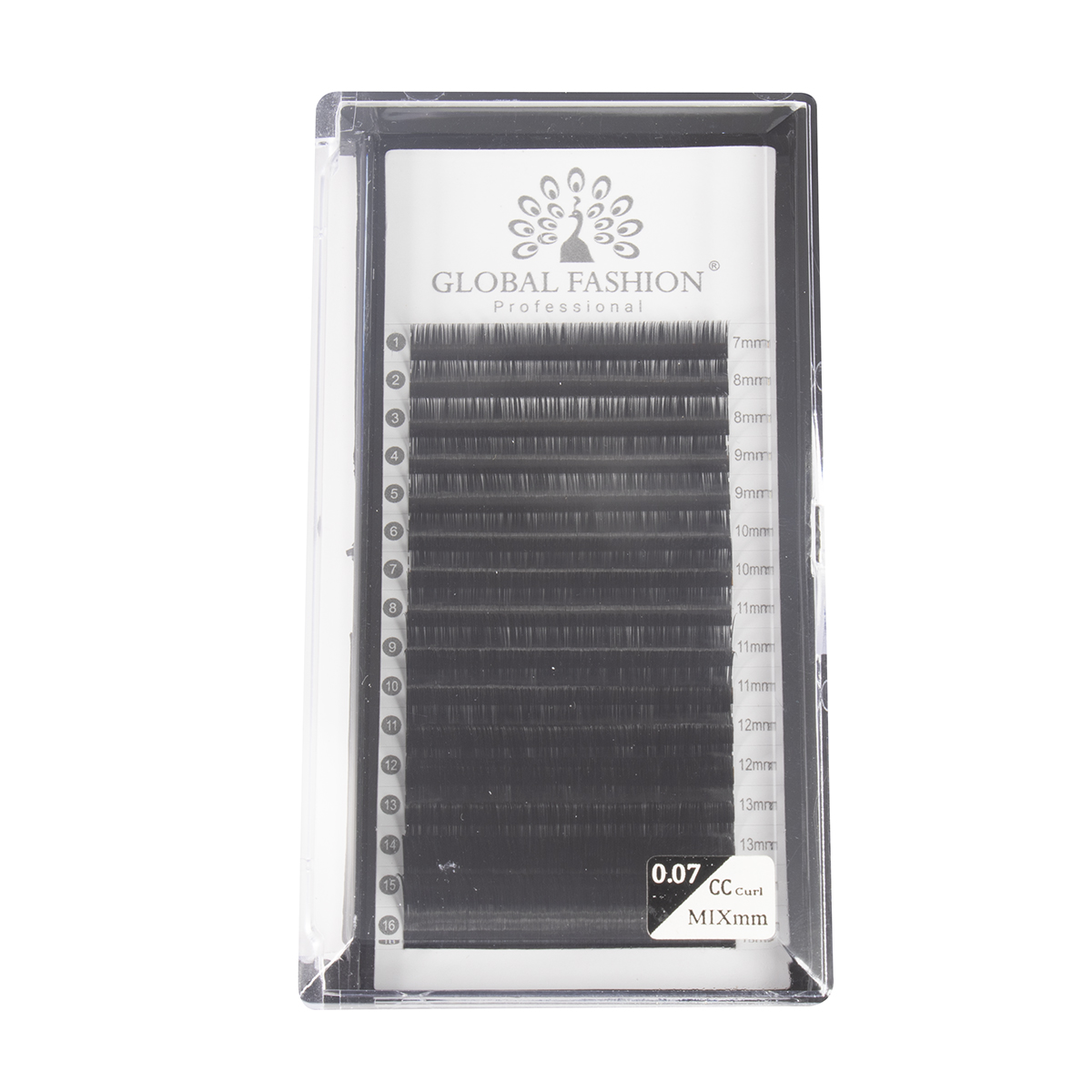 

Набор ленточных ресниц Global Fashion Premium Lashes микс 7-15 мм CC 0.07, Черный