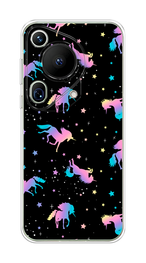 

Чехол на Huawei Pura 70 Ultra "Единороги градиент", Черный;розовый;голубой, 6124550-1
