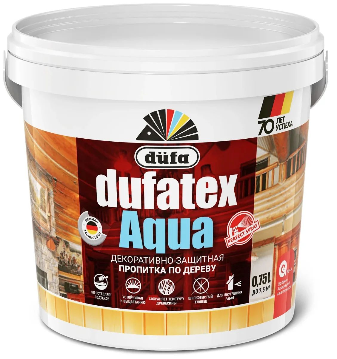 Пропитка для древесины Dufa Dufatex-Aqua бесцветная, 750 мл антисептическая пропитка по бетону ареал антигрибок антиплесень 10л а 417
