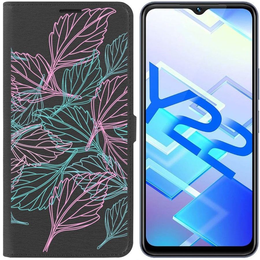 Чехол-книжка Eco Book для Vivo Y22 Листья паттерн