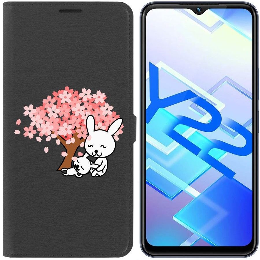

Чехол-книжка Eco Book для Vivo Y22 Кролики, Черный