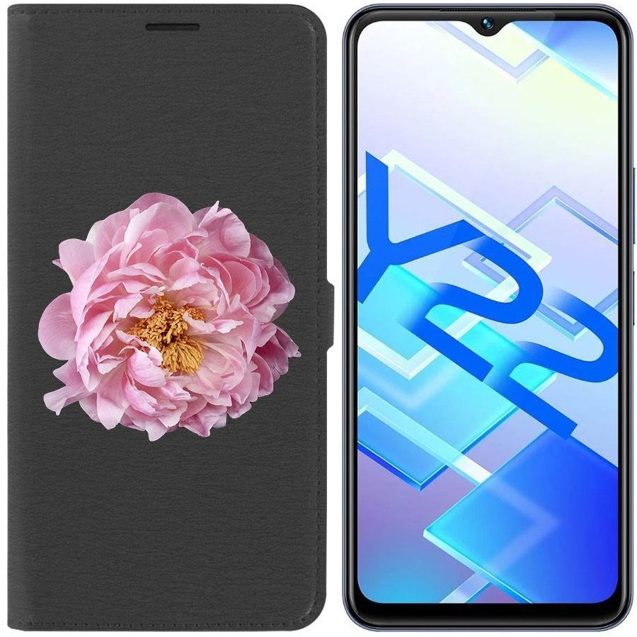 

Чехол-книжка Eco Book для Vivo Y22 Розовый пион, Черный