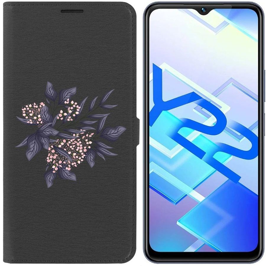 Чехол-книжка Eco Book для Vivo Y22 Розовые бутоны