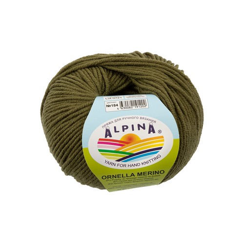 

Пряжа ALPINA ORNELLA MERINO 10 шт. х 50 г шт. в упак. цвет №184 оливковый, Зеленый