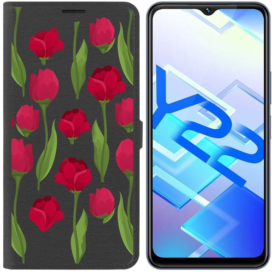 Чехол-книжка Eco Book для Vivo Y22 Розы паттерн
