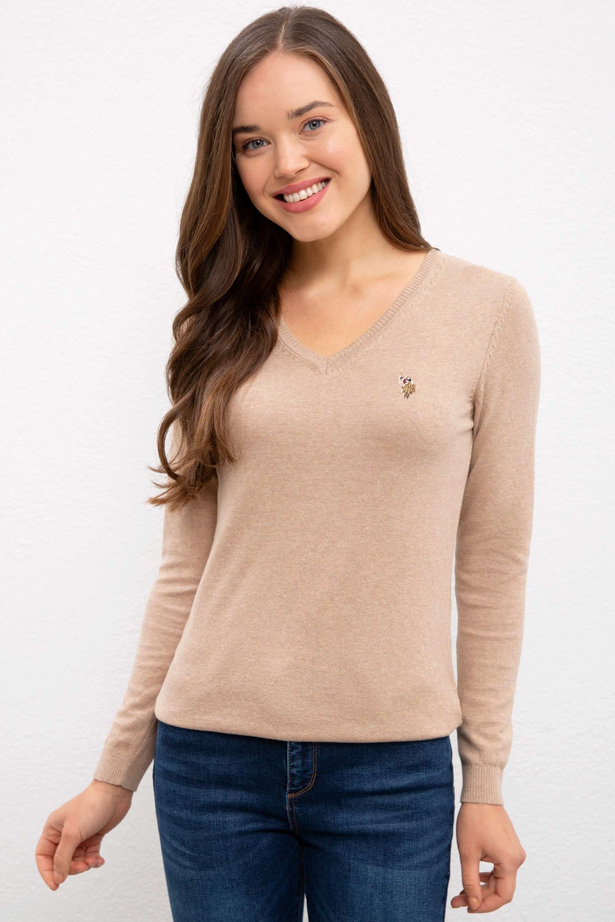 

Пуловер женский U.S. POLO Assn. бежевый, G082SZ0TK0TD02-BSK20