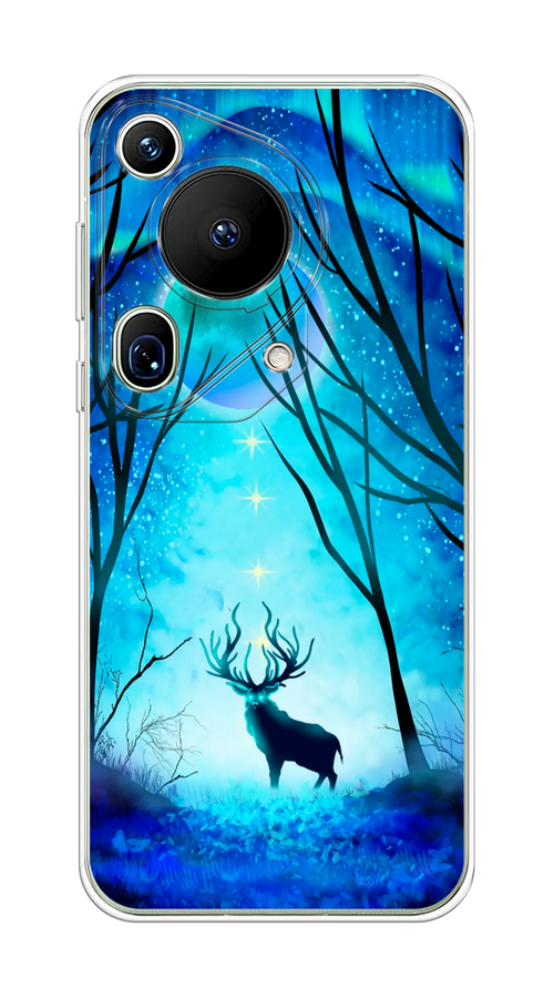 

Чехол на Huawei Pura 70 Ultra "Олень северное сияние", Синий;черный;голубой, 6124550-1