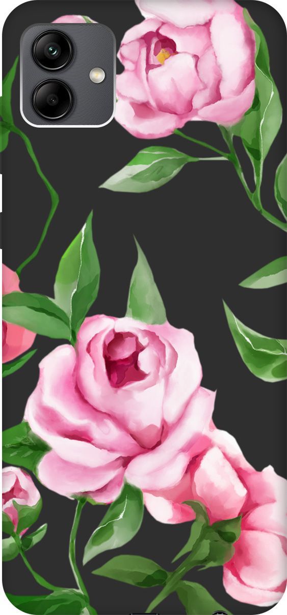 

Чехол на Samsung Galaxy A04 с 3D принтом "Amazing Peonies" черный, Черный;зеленый, 158434