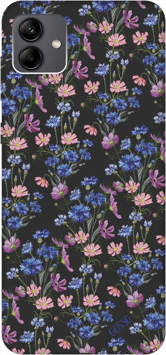 

Чехол на Samsung Galaxy A04 с 3D принтом "Lovely Cornflowers" черный, Черный;голубой, 158434