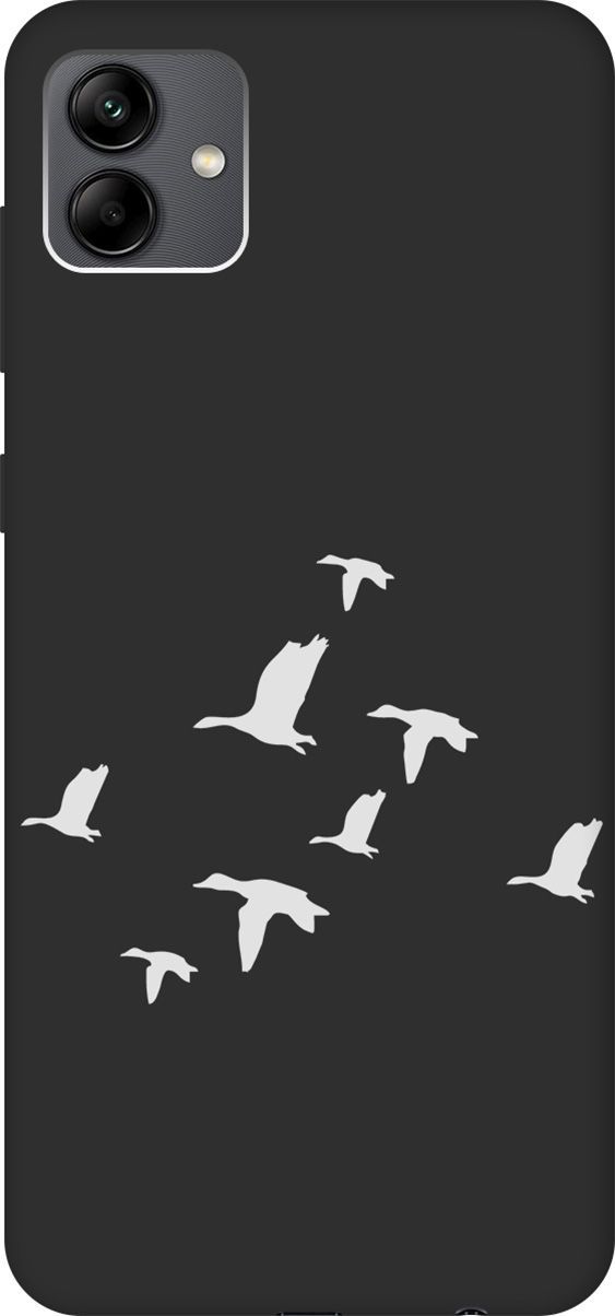 

Чехол на Samsung Galaxy A04 с 3D принтом "Flock of Ducks W" черный, Черный;серый, 158434