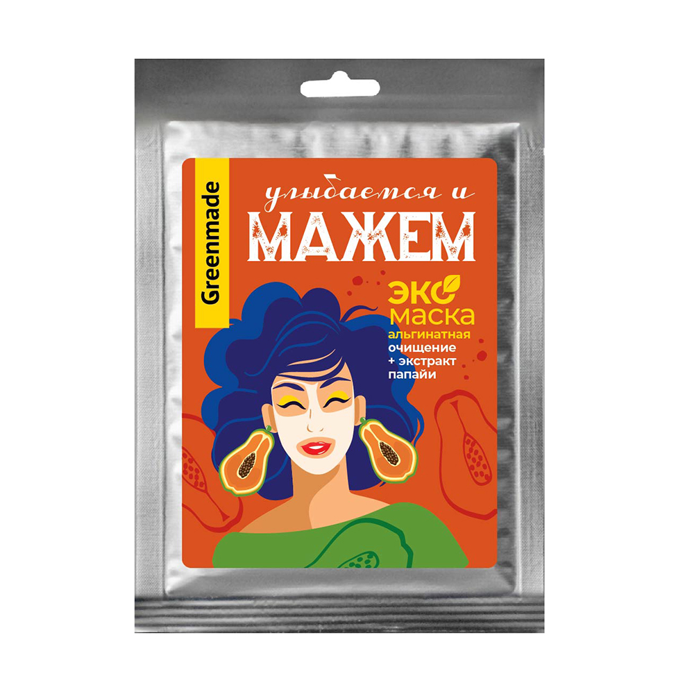 

Экомаска альгинатная Очищение + экстракт папайи Greenmade 25 г