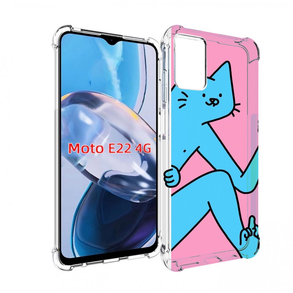

Чехол MyPads голубой кот в дверце для Motorola Moto E22 4G / E22i 4G, Прозрачный, Tocco