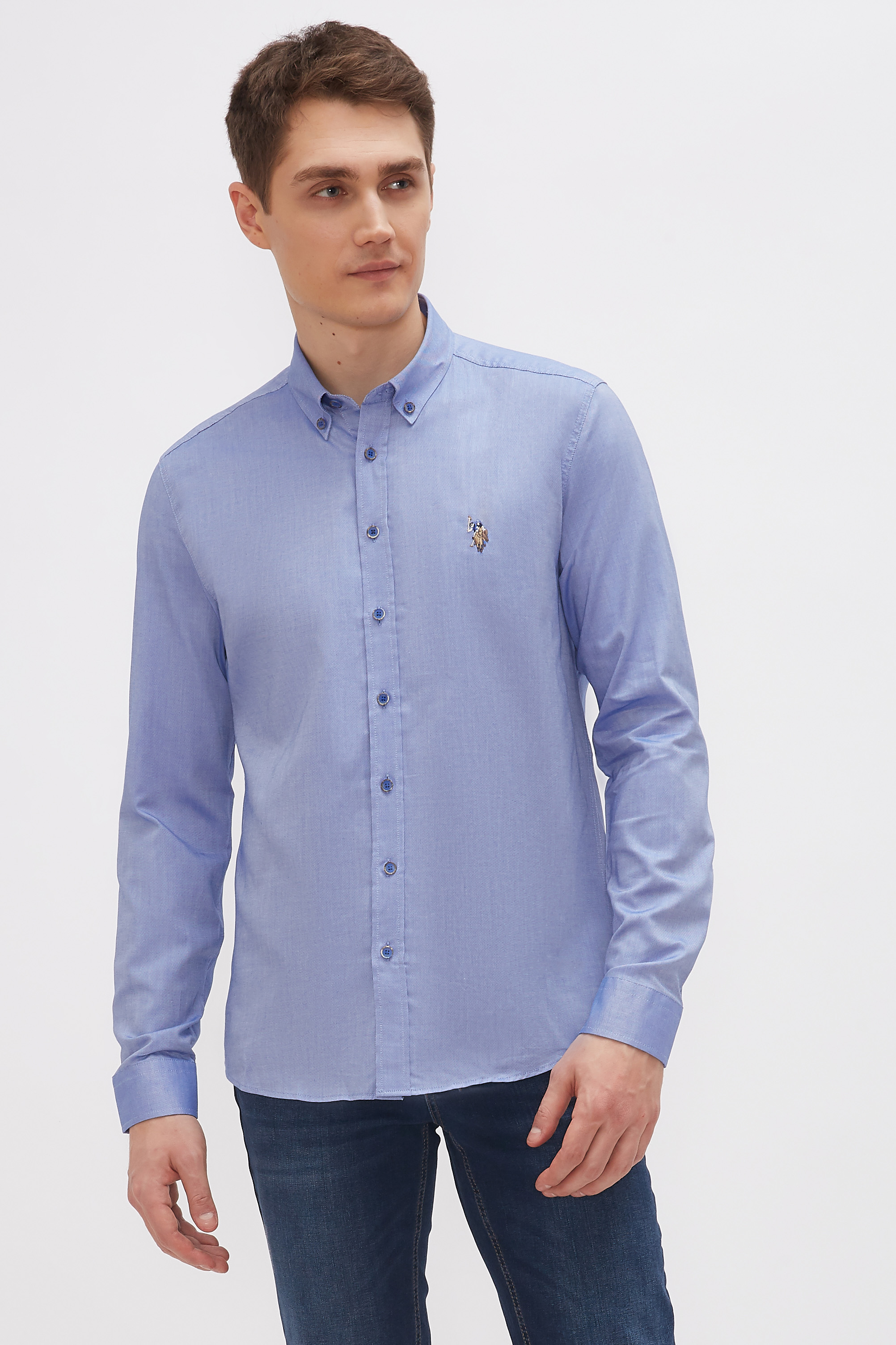 

Рубашка мужская U.S. POLO Assn. G081SZ0040CEDCOLOR020K синяя L, G081SZ0040CEDCOLOR020K