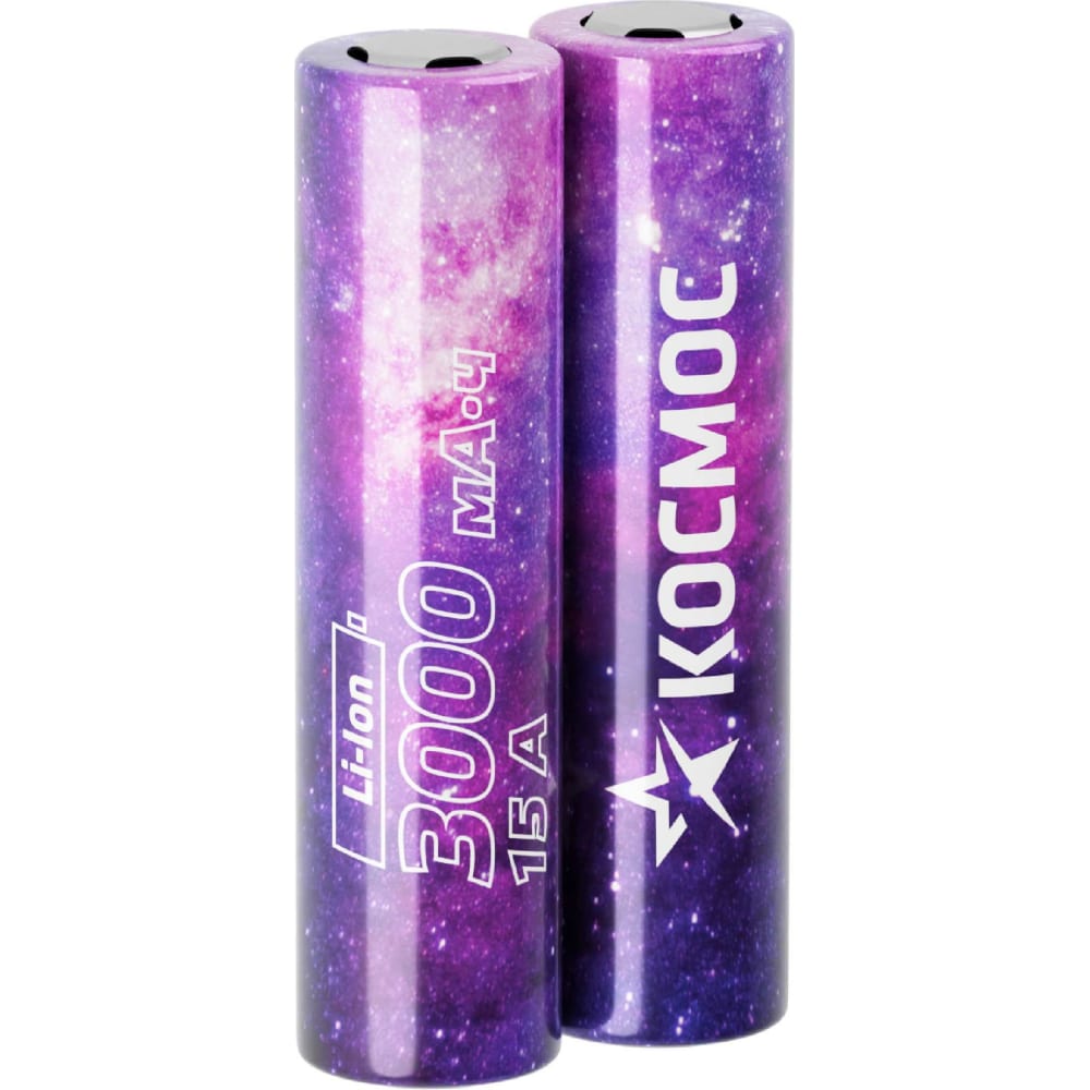 

КОСМОС Аккумулятор 3000мАч 18650 Li-ion без защиты, высокотоковый 2S, KOC18650Li30UL20CS2