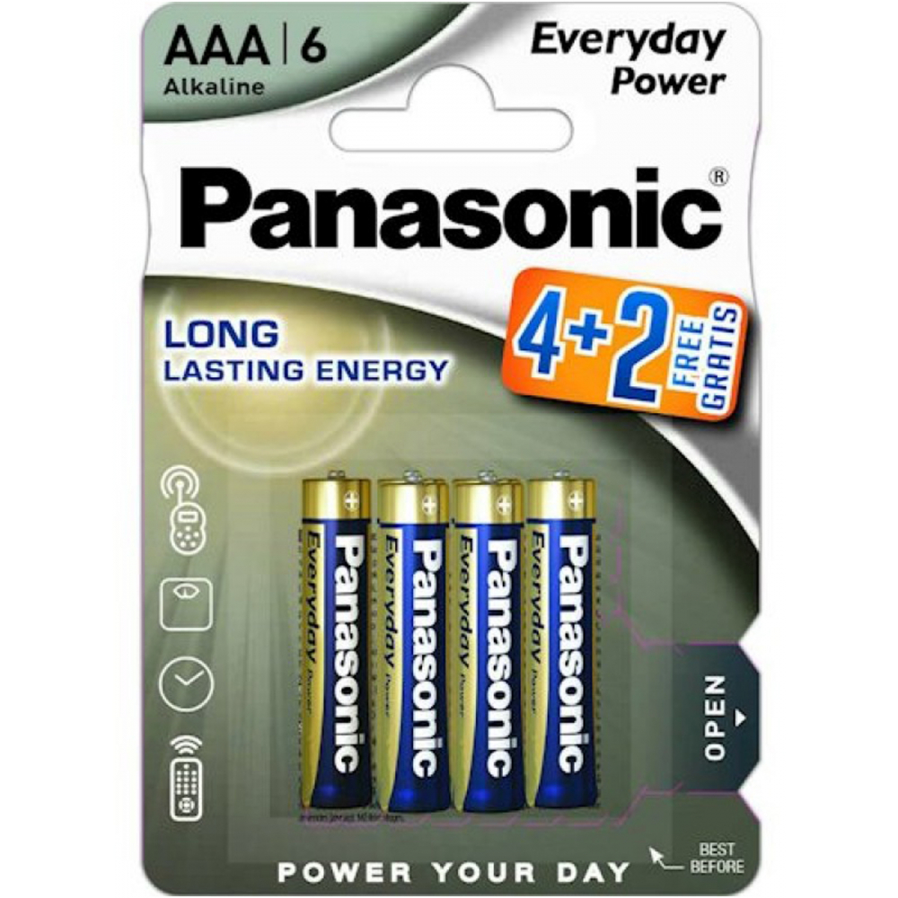 Panasonic Элементы питания LR03 Everyday Power BL*6 4+2 батарейка 7624