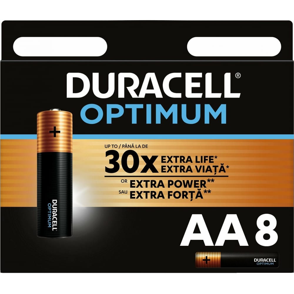 

Duracell Optimum батарейки щелочные размера АА, 8 шт., Б0056024