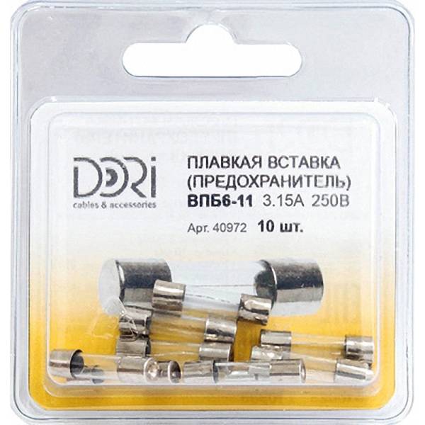 фото Плавкая вставка dori впб6-11 3,15а 250в 10 шт 40972