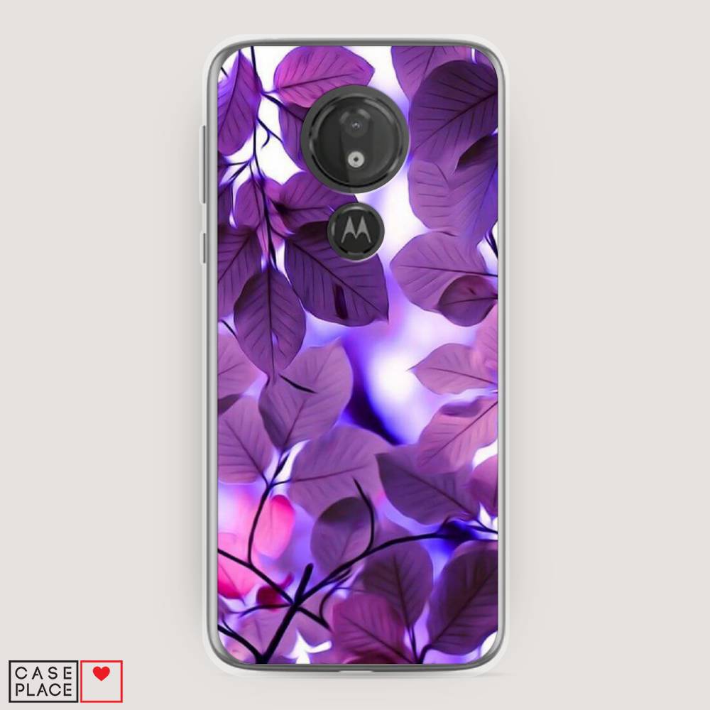 

Чехол на Motorola Moto G7 Power "Сиреневые листики", Фиолетовый;голубой, 241350-2