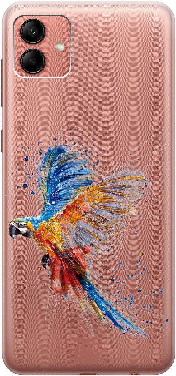 

Чехол на Samsung Galaxy A04 с 3D принтом "Colorful Parrot" прозрачный, Прозрачный;голубой, 158431