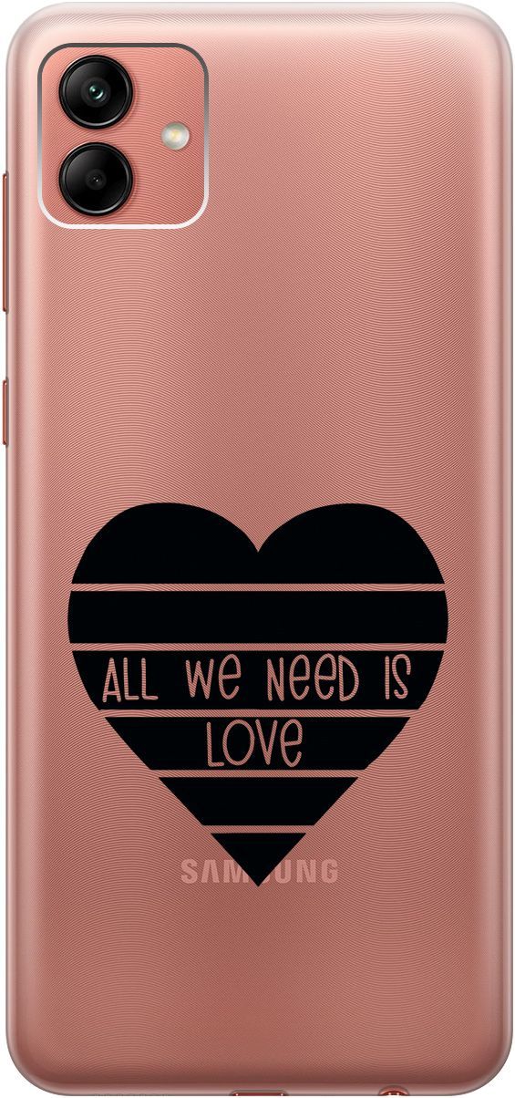 

Чехол на Samsung Galaxy A04 с 3D принтом "All We Need is Love" прозрачный, Прозрачный;черный, 158430