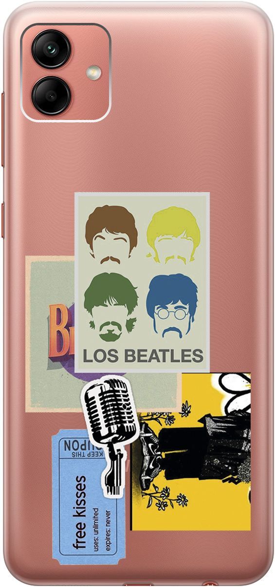 

Чехол на Samsung Galaxy A04 с 3D принтом "Beatles Stickers" прозрачный, Прозрачный;бежевый, 158430
