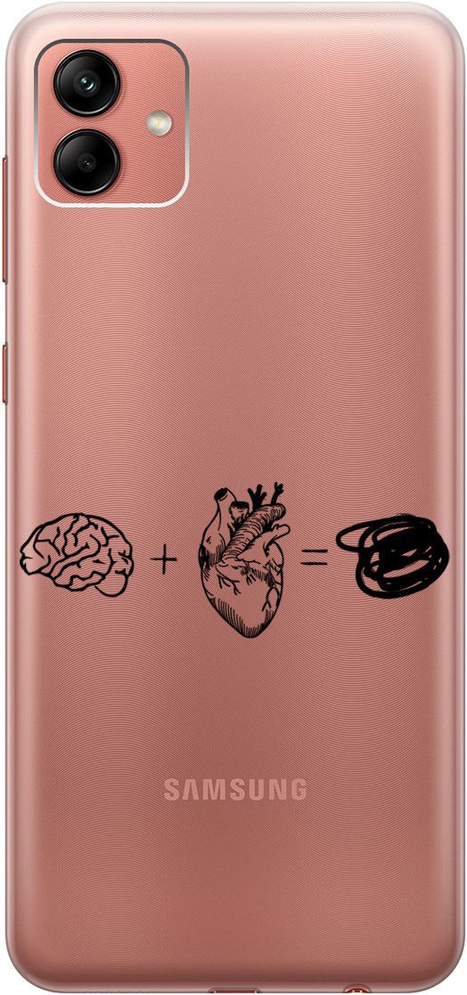 

Чехол на Samsung Galaxy A04 с 3D принтом "Brain Plus Heart" прозрачный, Прозрачный;черный, 158430