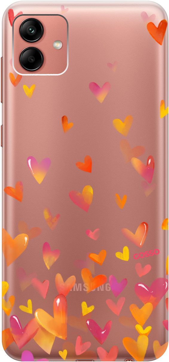 

Чехол на Samsung Galaxy A04 с 3D принтом "Flying Hearts" прозрачный, Прозрачный;желтый, 158429