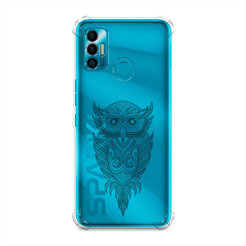 

Чехол Awog на Tecno Spark 7 "Филин графика", Черный, 301051-1