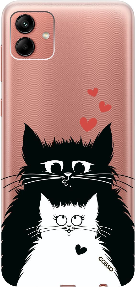 

Чехол на Samsung Galaxy A04 с 3D принтом "Cats in Love" прозрачный, Прозрачный;белый, 158429