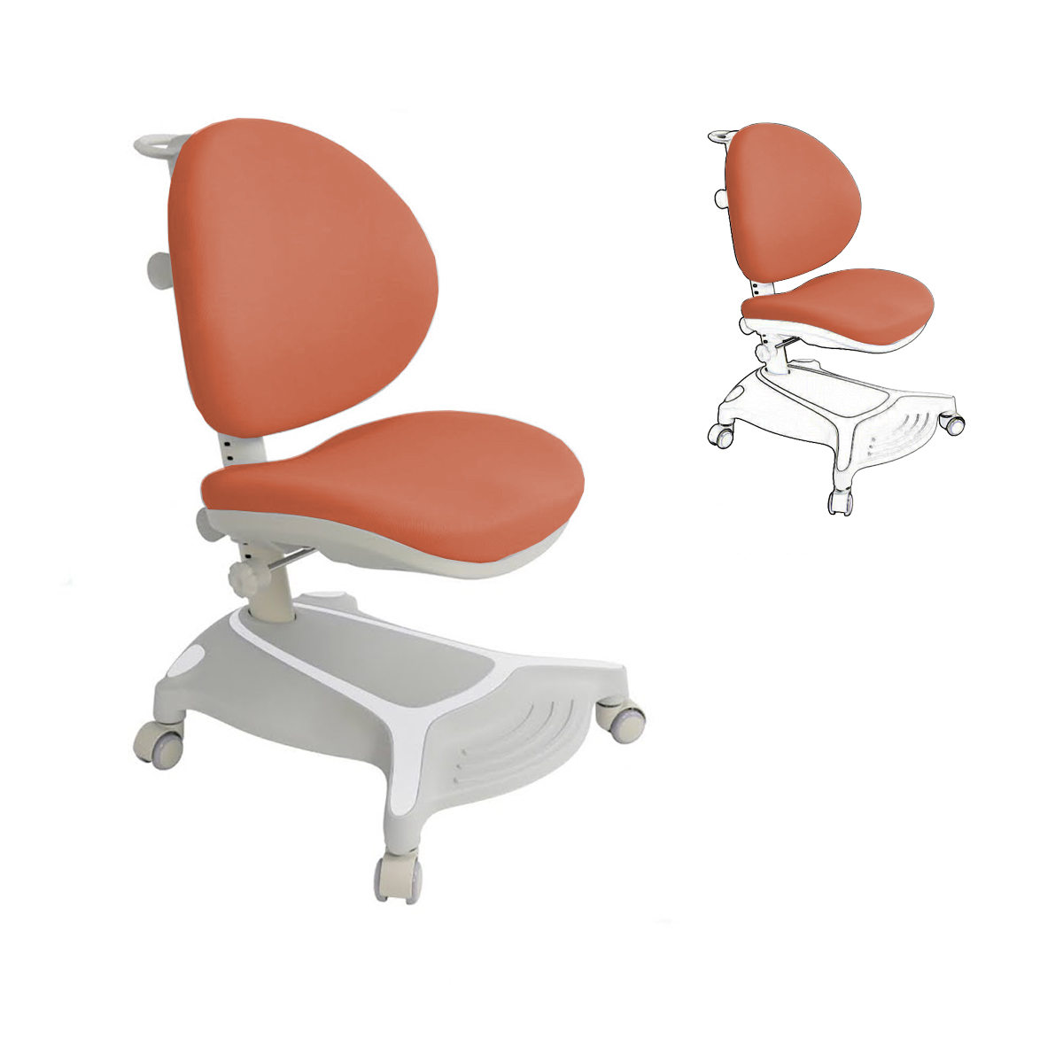 Регулируемое по высоте детское кресло Cubby Adonis Grey с оранжевым чехлом, 222817